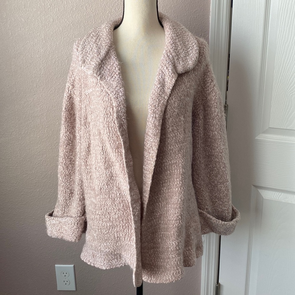 Tobi Oversized Pink Fuzzy Cardigan